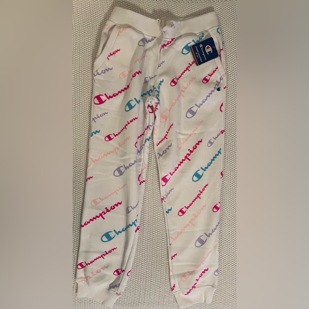 NWT - Champion Girl Sweatpants (White/Multi) - Size L